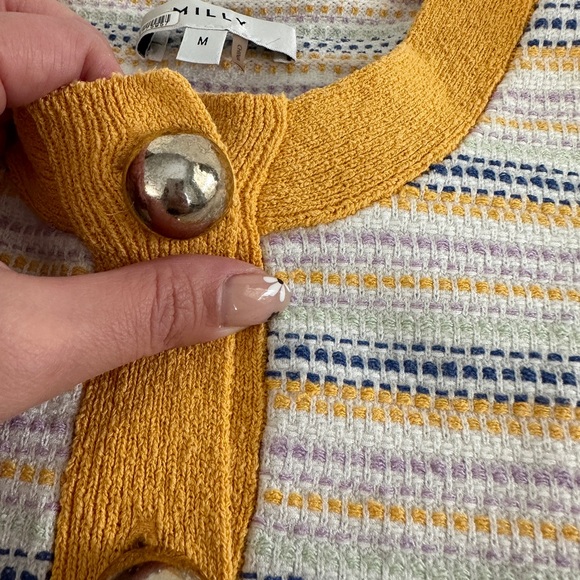 Milly Striped Tweed Cardigan size M Preowned - Picture 6 of 16